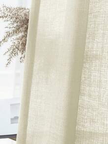1 buah/2 buah Tirai Berbahan Linen - Tipis, Lubang Grommet di Bagian Atas untuk Memudahkan Pemasangan, Cocok untuk Dekorasi Ruang Tamu dan Kamar Tidur - Krem - View 2