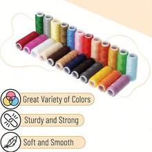 10 Rolls Of Mixed-Color Polyester Sewing Thread Set, Durable And Soft, Suitable For Hobbyists And Beginners - 彩色 - 查看 9