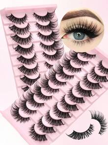 20 Pairs Lashes Cat Eye, D Curl, Artificial Mink Eyelashes Fluffy And Lively   Lengthen The Tail Of The Eye To Optimize The Shape The Eye, Suitable For Weddings, Halloween, Christmas, Easily Hold Different Holiday Makeup! - 貓精靈假睫毛 - 查看 4