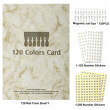 120/180色磁性指甲油展示册，可拆卸色卡盘，高端PU材质色卡展示册，配有120/180个磁性色卡头和1个编号标签，是美甲设计的理想之选。