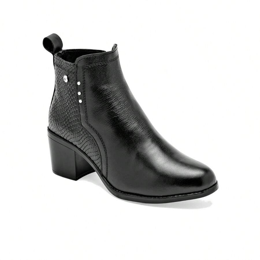 BOTIN DE PIEL COLOR NEGRO PARA EXTERIOR - Negro - Ver 1