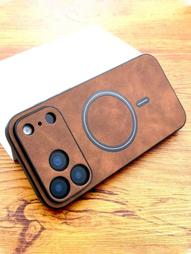 Luxury Matte Leather Magnetic Phone Case, Compatible With 17 Pro Max, 17 Pro, 17, 16, 15, 14, 13, 12 Pro Max Plus, 16E, 17 Air, 11, Supports Magnetic Wireless Charging, With Camera Protection Cover Birthday Gift Anniversary Party - Dark Brown - View 5