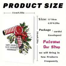[Funny Holiday Card] 1pc Funny Holiday Card - Humorous Greeting Card With Red Hair Dryer & Holly Design | "Happy Holidays To My Favorite Hairdresser" - Perfect For Women, Friends & Family