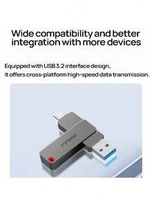 Lenovo TPU301 Unidad flash USB portátil de doble interfaz USB y tipo C con transferencia rápida de datos, compatible con múltiples dispositivos - Lata de perla - Ver 3