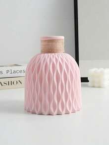 1pc Faux Silk Flower Bouquet Home Decor, Pink Floral With Green Leaves, Suitable For Wedding, Birthday, Anniversary Party, Dining Table, Living Room, Bedroom Decoration, Glass Vase - Pink - View 16