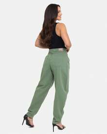 Jeans Color Beige Cream Green Colorful Of The Moment Carrot Baggy New Modern Barrel Ballon - màu xanh lá - Xem 2