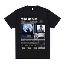 Rapper Trueno Graphic Tshirt Men's Hip Hop Fashion Vintage Streetwear Summer Men Women Casual Cotton Oversized O-Collar T-Shirt - 黑色 - 查看 1