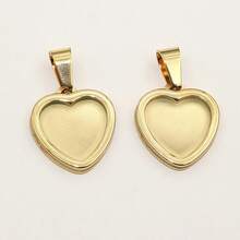 2pcs 12mm Inner Size Thick Stainless Steel Heart Pendant Cabochon Blank Base Setting Bezel Tray DIY Jewelry Making Accessories - Heart - View 5