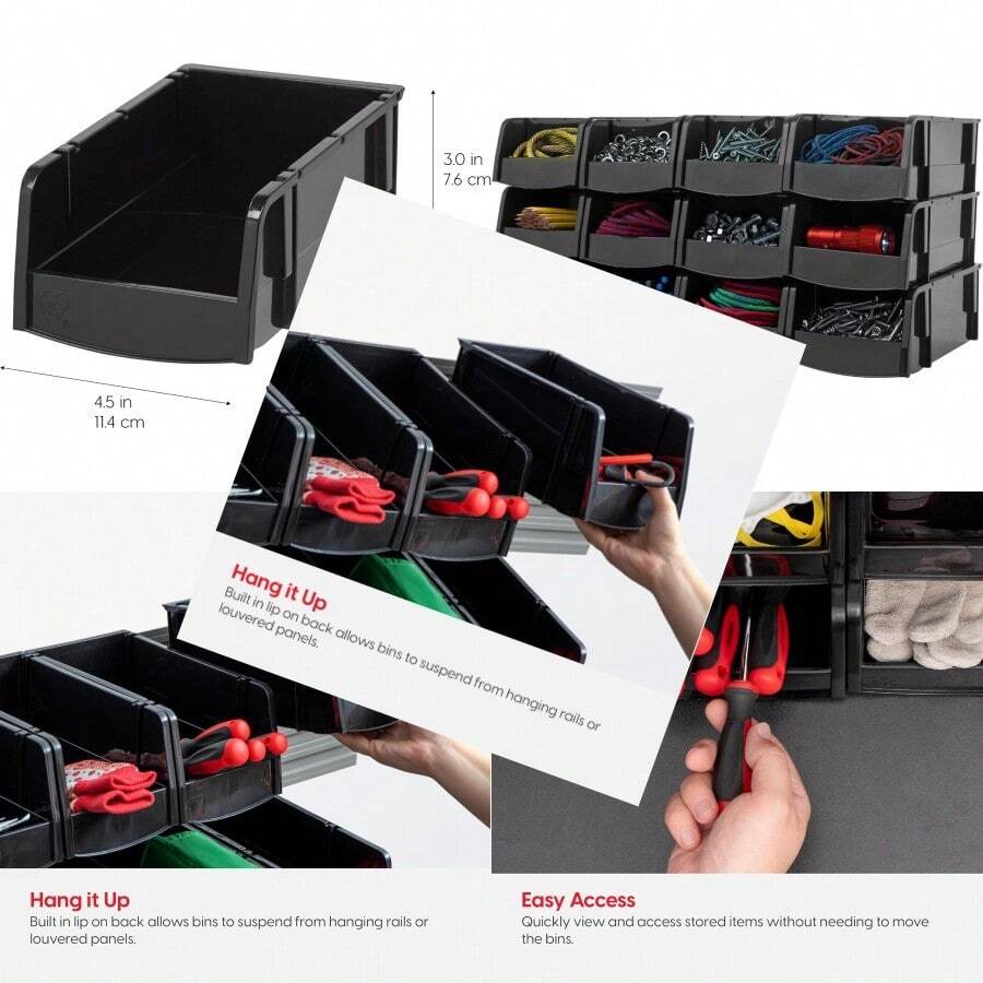 IRIS USA Stackable Storage Bins Open Front 12 Pack Plastic Hanging ...