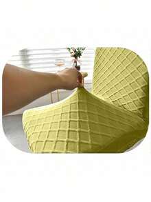 Silla cojín del asiento minimalista poliéster funda de cojín,protector de cojín elástico extraíble y lavable para asiento de silla para casa - Amarillo ante - Ver 4