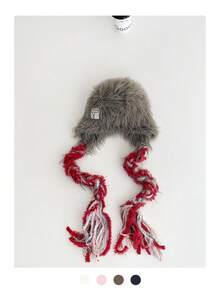 1 件蓬松卷曲粉色帽子，可爱甜美针织女帽，多功能耳暖帽，秋冬 - 彩色 - 查看 16