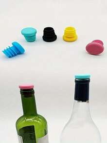 1pc Easy-To-Use Silicone Wine Stopper, Suitable For Wine, Beer, Champagne Bottles, Reusable And Dishwasher To Keep Drinks Fresh - Multicolor - View 7
