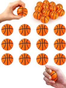 20 piezas Mini pelotas de baloncesto de espuma, alivio del estrés, regalos a granel para fiestas, ideales para regalos de vuelta a la escuela, premios de fiestas escolares y fiestas de cumpleaños con temática de baloncesto - Multicolor - Ver 2