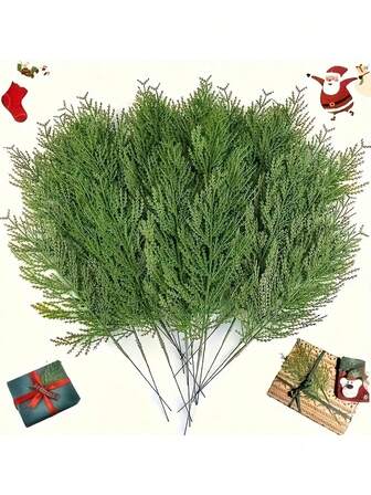 20/50pcs Holiday Artificial Pine Branches - Lush Green Artificial Pine Needles, Suitable For DIY Christmas Wreaths And Home Decor, Great For Holiday Celebrations And Garden Decoration, Christmas Tree Decoration