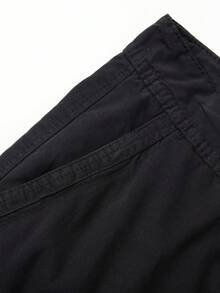 Plus-Size Men's Solid-Color Pure Cotton Fashionable Casual Campus College Style American High Street Outdoor Mountain Tactical Style Workwear Shorts - 黑色 - 查看 5