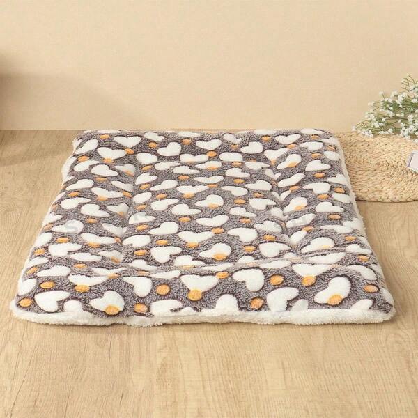 1pc Polyester Star & Heart Pattern Breathable Washable Thick Pet Bed Pad, Suitable For Medium/Small Cats & Dogs (Teddy/Bichon) All Seasons