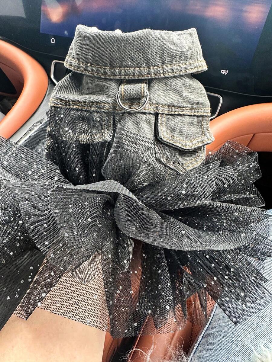 1 bộ quần áo cho thú cưng, trang phục cho chó/mèo nhỏ, váy lưới bầu trời đầy sao dễ thương và thời trang cho chó con/mèo con