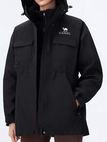 CAMEL CROWN Chaquetas para mujer para exteriores 3 en 1 impermeables y resistentes al aceite para otoño e invierno, ropa y equipos de esquí - Fantasma negro - Ver 3