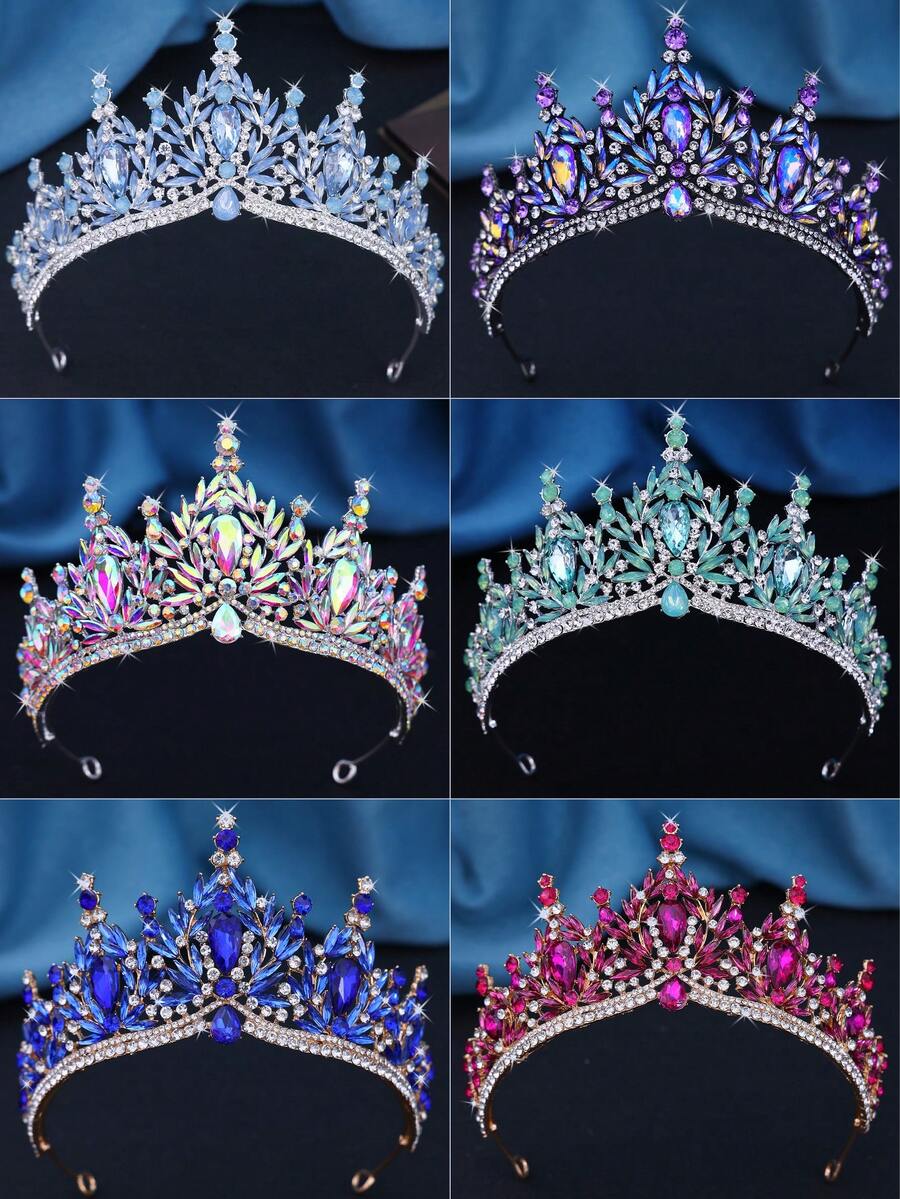 Luxury Crystal Leaf Bridal Crown, Rhinestone Adult Party Tiara, Beauty Pageant Crown For Festivals And Events - 皇冠 - 查看 1