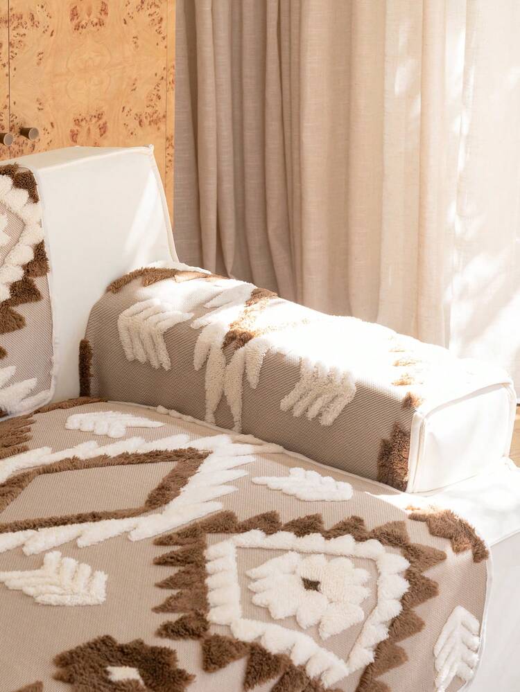 غطاء وسادة أريكة مبطن بطراز بوهيمي، غطاء أريكة بطراز ريفي دافئ اللون، مضاد للانزلاق والخدش، مناسب لجميع الفصول، يناسب أرائك ذات 1/2/3/4 مقاعد وأرائك قطاعية، مثالي لغرفة المعيشة/غرفة الطعام/غرفة النوم/غرفة الدراسة، ديكور خريفي، ديكور غرفة السكن الجامعي، عودة إلى المدرسة - بني - مشاهدة 15