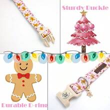 Elegancka, świąteczna obroża dla psa z małym ogonkiem, różowa piernikowa obroża dla psa, regulowana obroża dla psa dla dziewczynki lub chłopca