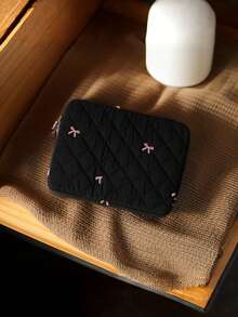 1 Stück koreanischer Ins-Stil Tablet-Aufbewahrungstasche mit niedlichem Diamant-Karomuster, bestickter Schleife, schwarze Notizbuch-Aufbewahrungstasche mit großer Kapazität, leicht zu tragen für den Herbst-Uni-Bedarf, Laptoptasche für Frauen, MacBook-Hülle, Laptophülle, Rückkehr zur Schule, Laptoptasche, Laptophülle für Reisen, wasserdicht, tragbar für Herren Laptoptaschen