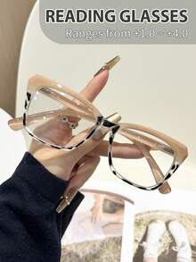 1pc/4pcs Plastic Multi-Color Geometric Full Frame Delicate Reading Glasses, +1.0 To +2.5 Magnification, Suitable For Daily Reading, Office, Home, Outdoor, Driving, Fits Various Face Shapes - 透明 - 查看 13