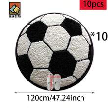 1pc/10pcs 2D Football Bathroom Anti-Slip Mat, Flannel Material, Round Floor Mat, Plush Decoration, Suitable For Bathroom, Door, Kitchen, Living Room And Other Occasions, Machine Washable, Non-Slip, Christmas Decoration, Gift Choice