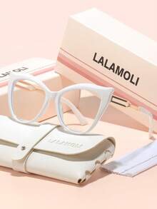 LALAMOLI 猫眼无度数眼镜，镂空镜腿设计，日常佩戴，配精美包装，适合作为礼物 - 彩色 - 查看 10