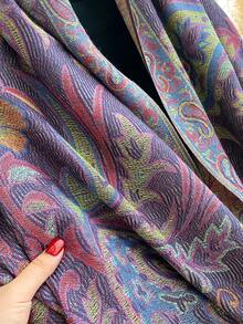 1 chiếc khăn choàng cổ giả cashmere dệt jacquard họa tiết Paisley thanh lịch dành cho nữ, khăn choàng tua rua đa năng phong cách Bohemian, phụ kiện ấm áp có thể đảo ngược để mặc hàng ngày, du lịch, đi nghỉ - Màu tím - Xem 3