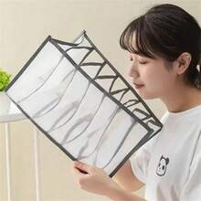 7 Compartment Washable Polyester Clothing Organizer - Clear Drawer Dividers For Jeans, T-Shirts, Folded Clothes And Accessories, Mixed Colors, Clothing Organizer, Breathable Material - Grey - View 7