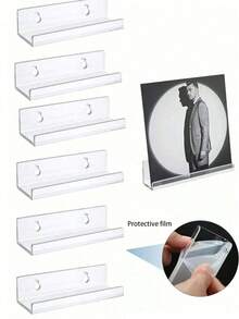 6 件亚克力透明指甲油展示架，壁挂式收纳架，适用于卧室、浴室、沙龙、指甲油和唱片收藏，4 英寸/12 英寸 - 無色 - 查看 9