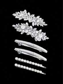 2/4/6/8/10 Peças Presilhas de Cabelo com Strass, Grampos de Cabelo com Cristal e Pérola Cintilante, Acessórios de Cabelo Elegantes para Casamento, Baile, Dia dos Namorados, Dança, para Cabelos Grossos e Longos, Noivas, Mulheres e Meninas, Tiaras - A - Visão 20