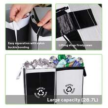 Reusable Recycling Bags For Kitchen & Home - High-Quality Trash Sorting Organizer With Double-Stitched Handles, Foldable Design For Indoor/Outdoor Use, Indoor Waste Sorting, Recycling Bin Design, Sturdy Handle Straps .4set