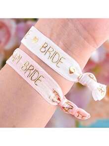 11 件新娘头带和单身派对礼品腕带手镯，适合新娘和团队新娘，无褶皱丝带松紧带，无痕马尾辫头带发带，适合单身派对礼物，伴娘礼物，婚礼订婚派对，新娘送礼会