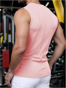 Men's Summer Tank Tops Sleeveless Undershirts Tank Basic Workout Gym Muscle Shirts-2025 - Pink - View 2