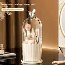 1 cutie de depozitare pentru machiaj, rotativă la 360°, rezistentă la praf, suport organizator de masă de mare capacitate, potrivit pentru toaletă, birou, cămin, birou, casă (alb/galben/roz)