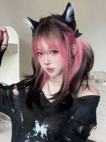 alicegarden 1顶合成耐热假发，长直发带刘海，20英寸长，纤维材质，适合日常佩戴，高度逼真 - 彩色 - 查看 5