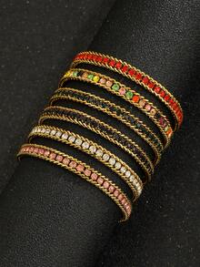 1pc Delicate Zirconia Stainless Steel Chain Bracelet For Women For Party - Multicolor - View 3