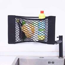 Saco de Armazenamento Multifuncional de Lixo, Saco de Tela Respirável Montado na Parede Saco de Armazenamento de Lixo de Uso Múltiplo, Cesta de Armazenamento Elástica na Porta do Armário, Adequado para Armazenamento e Organização Doméstica, Cozinha, Banheiro e Distribuidor de Diversos Itens Domésticos