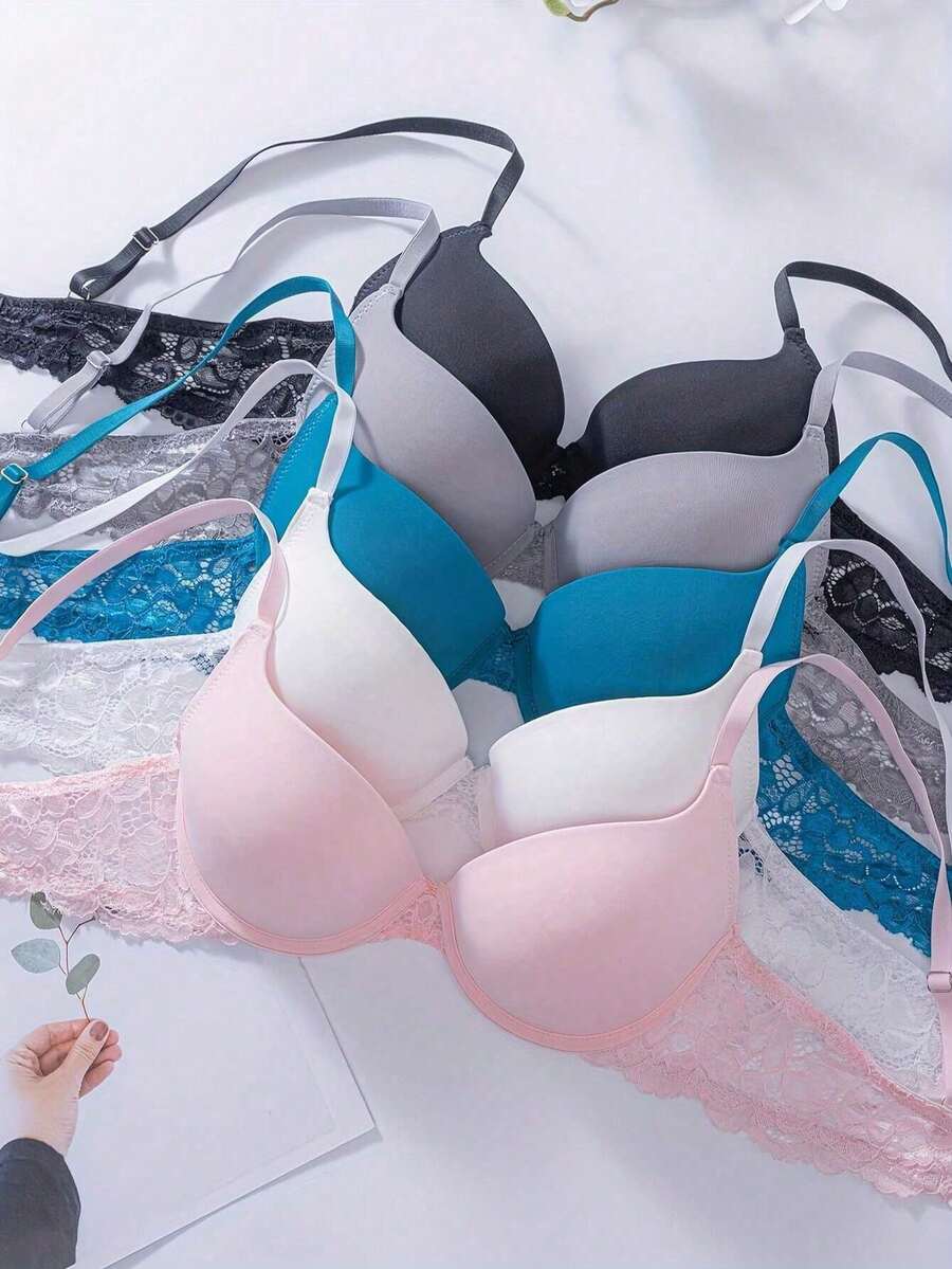 Bộ 5 áo ngực nâng ngực cho nữ, áo ngực có gọng thoải mái và thoáng khí - Nhiều màu - Xem 1