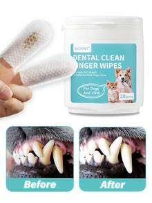 GJYC PET Hunde Zahnpflege Tücher - Katzen & Hunde Zähne Reinigungs-Fingertücher - Hunde Zahnpflege Set Dental Tücher - Reinigt Zähne, reduziert Zahnstein & erfrischt den Atem (20 Stücke)