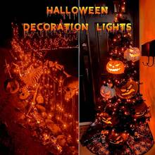 1 Pack Holiday Decoration Outdoor String Lights, Halloween Christmas Starry Lights, Solar Powered Yard Decor Lights - 8 Modes, Street Decor Lights, Solar Fairy Lights, Wrap Around Tree Lights, LED Outdoor String Lights, Patio, Garden, Party, Halloween Decoration Lights (Purple, Purple-Orange, Orange, Warm Color, Colorful)