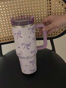 1 件 40 盎司/14 盎司印花不锈钢带手柄保温咖啡杯，便携式保温水杯，非常适合家庭、办公室、礼物、汽车、运动、送给家人和朋友的礼物、圣诞礼物 - 彩色 - 查看 3