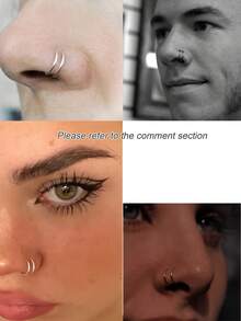 1/3/5Pcs/1Set Women's Bilayer Piercing Nose Ring Lip Ring Gold/Black/Silver/Color/Rose Gold Stainless Steel Piercing Nose Ring Body Jewelry