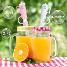 6 chiếc mũ rơm có đầu mũ rơm 10mm, tương thích với cốc 30 & 40 oz, nắp đậy ống hút silicon dễ thương có thể tái sử dụng, bảo vệ cho cốc 0,4 inch/10mm, phụ kiện ống hút - Nhiều màu - Xem 6