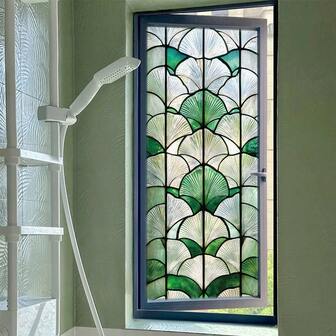 1pc New Colorful Stained Glass Window Film, Floral & Leaf Pattern PVC Static Cling Glass Sticker, Removable Privacy Window Decal For Bedroom, Living Room, Kitchen, Home Decor Wall Decor Room Decor Wall Stickers Wall Sticker Stickers
