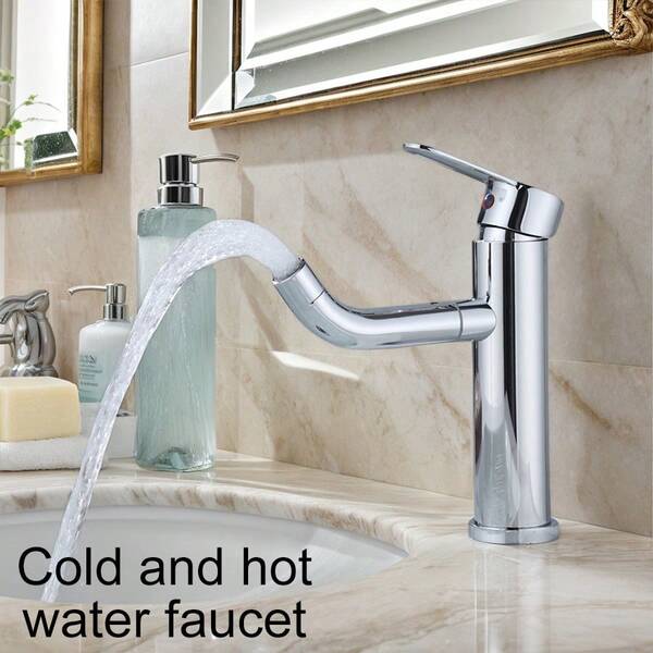 1 Set 360 Degree Rotatable Faucet, Bathroom Sink Mixer Tap, 7.68in Height, Silver Color, Deck Mount, Suitable For Vessel Sink, With Installation Accessories