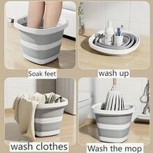 Cubo de agua plegable de plástico portátil, duradero, ahorra espacio, fácil de almacenar, adecuado para lavar el coche, acampar, pescar