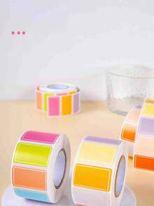 1 Roll/500pcs, 2 Rolls/500pcs, Random Colors, Colorful Self-Adhesive Label Stickers, Waterproof And Writable Sticker Labels, Self-Adhesive Identification Stickers